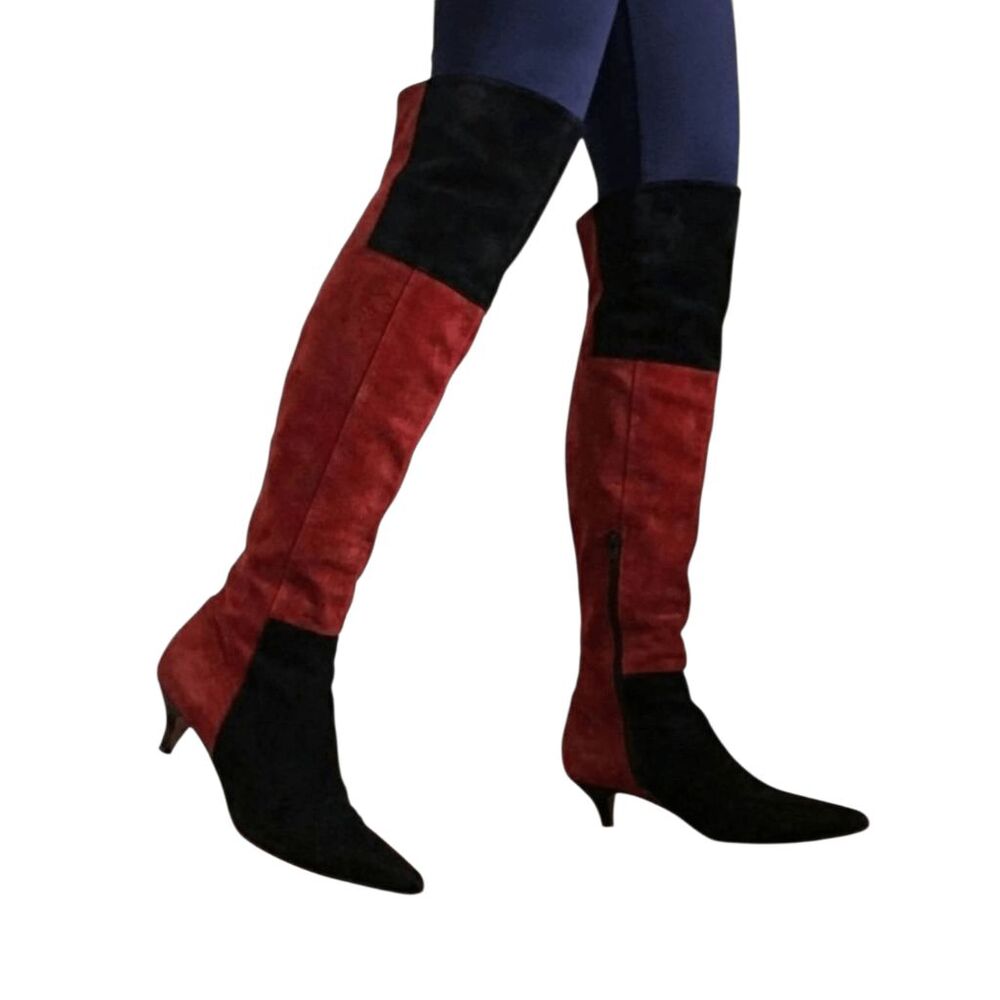 Stylish Red and Black Over the Knee Boots
